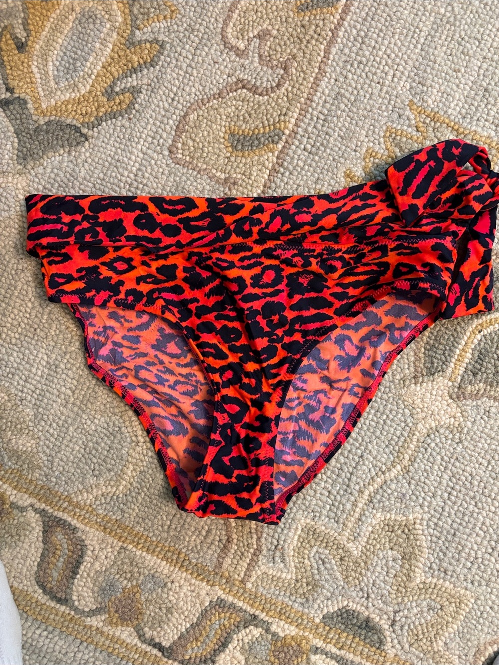 Red Leopard Print Bikini Bottoms - Women Swim